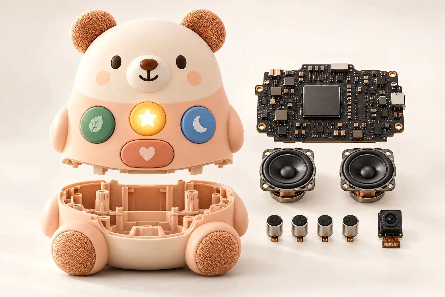 AI toy hardware engineering concept, not a real teardown