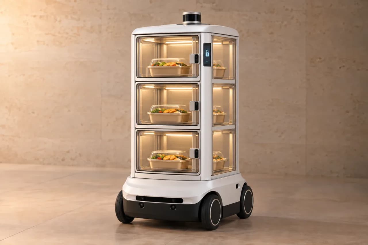 Concepto de robot de reparto de comidas